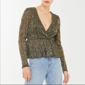 Urban outfitters sparkly surplice peplum top in gold